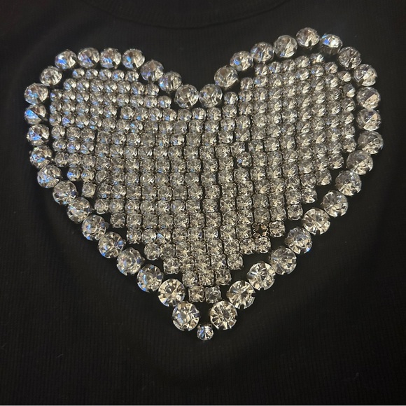 INC International Concepts Black Tank with Silver Embellished Heart - Picture 2 of 7